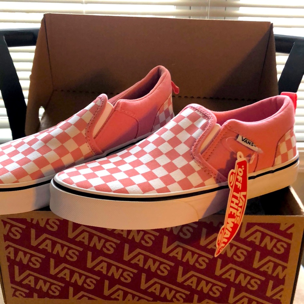 Brand new pink checkered VANS